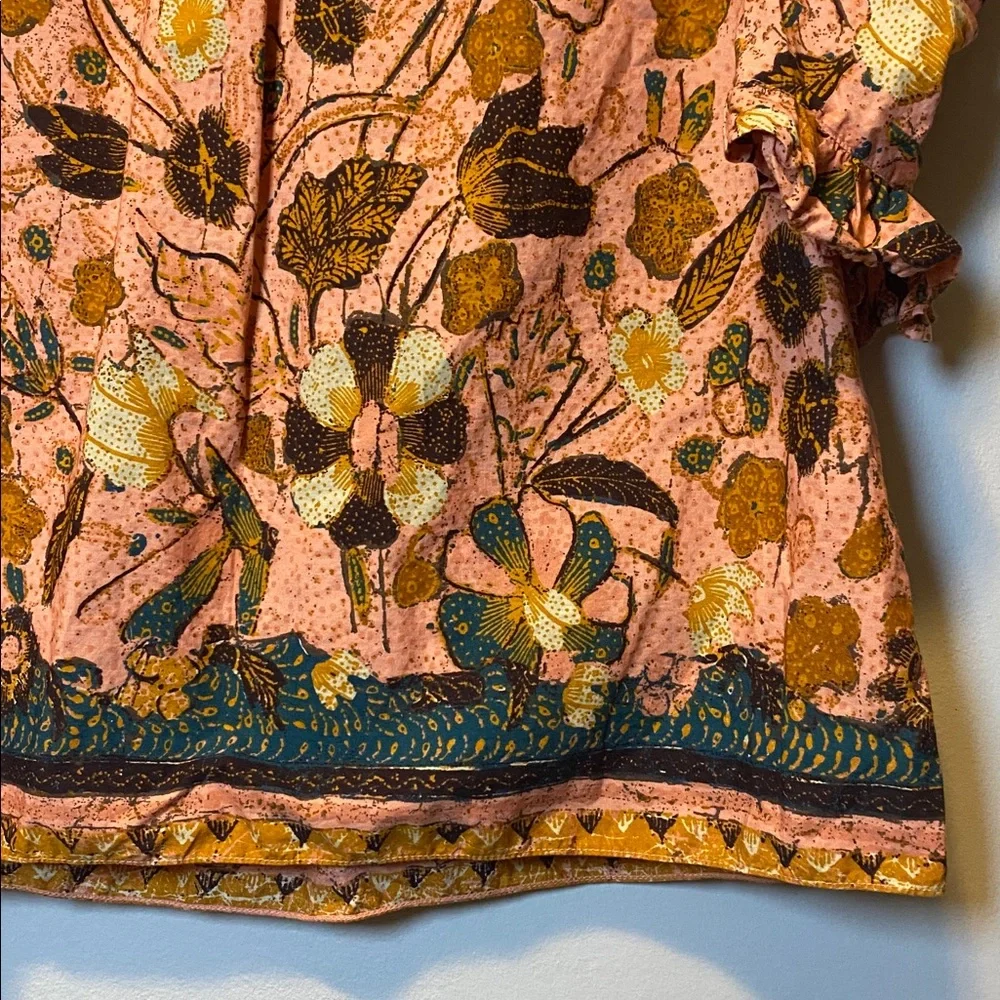 Ulla Johnson Joni Blouse Women’s 2 Multicolor Floral Cotton Boho Puff-Sleeve Top